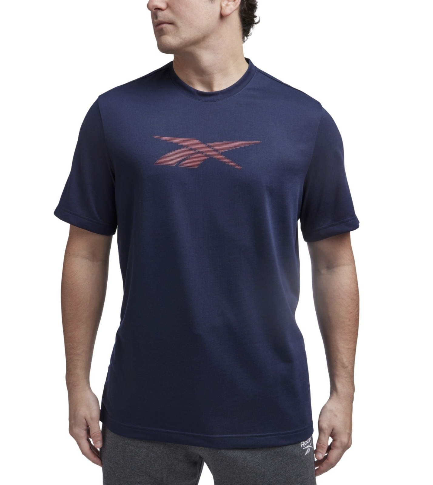 Reebok Men Vector Performance Short Sleeve Logo Graphic T-Shirt Navy Size M